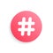 Red hashtag button with shadow