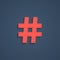 Red hashtag icon with short shadow