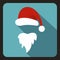 Red hat and long beard of Santa Claus icon