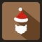 Red hat with pompom and beard of Santa Claus icon