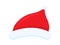 Red hat santa claus template. Colorful festive christmas attributes design mysterious christmas character with fluffy white edging