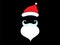 Red hat and white beard santa claus with mustache template. Colorful festive christmas attributes design mysterious