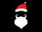 Red hat and white beard santa claus with mustache template. Colorful festive christmas attributes design mysterious christmas