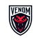 Red head venomous snake bites vector mascot badge