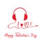Red headphones. White background. Happy Valentin