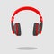 Red headshet headphone dj gamer illustration icon lfat style