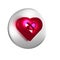 Red Healed broken heart or divorce icon isolated on transparent background. Shattered and patched heart. Love symbol