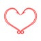 Red heart 3d icon on white. Fish hooks in heart shape. The concept of love of fishing. Vector Illustration.