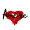 Red heart Amore sign hand drawn