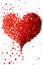 Red heart arranged with confetti on a white isolated background. New Year\\\'s fun and festiv