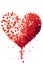 Red heart arranged with confetti on a white isolated background. New Year\\\'s fun and festiv