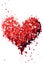 Red heart arranged with confetti on a white isolated background. New Year\\\'s fun and festiv