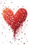 Red heart arranged with confetti on a white isolated background. New Year\\\'s fun and festivities