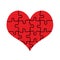 Red Heart Assembled of Puzzle Pieces Isolated