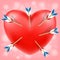 Red heart attacked by cupid arrows vector