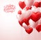 Red Heart Balloons Flying in Light for Valentines Background