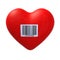 Red heart with barcode