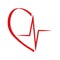 Red heart beat icon in cardiology medical design over white background vector illustration