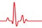 Red heart beat pulse graphic line on white