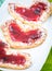 Red Heart biscuits with jam
