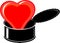 Red heart in black open tin