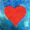 Red heart on blue background