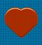 Red heart on a blue perforated background