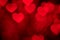 Red heart bokeh background photo, abstract holiday backdrop