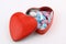 red heart box penbe blue ribbon oval almond and chocolate