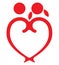 Red heart boy and girl symbol