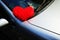 Red heart on the car : Valentine day