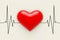 Red Heart on a Cardiogram Background. 3d Rendering