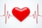 Red Heart on a Cardiogram Background. 3d Rendering