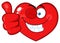 Red Heart Cartoon Emoji Face Character Winking and Giving A Thumb Up