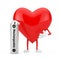 Red Heart Character Mascot with Rechargeable Battery. 3d Rendering