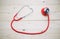 Red heart check with stethoscope