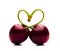 red heart cherries mi heart shape isolated on white background