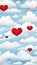 Red heart in clouds cute and pretty lovely illustration