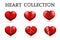 Red heart collections. Set of six realistic hearts isolated on white background. 3d icons. Valentine s day vector illustration.