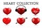 Red heart collections. Set of six realistic hearts isolated on white background. 3d icons. Valentine s day vector illustration.