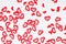 Red heart confetti background