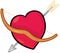 Red heart and cupid arrow