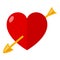 Red Heart with Cupid Arrow Flat Icon