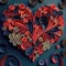 Red heart curling paper as greeting card for expession of love concept made with Generative AI. Valentine day or Mother Day or