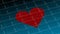 Red heart on dark blue cardiogram background 3D illustration