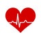 Red heart with ECG heartbeat rhythm line graph icon