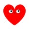 Red heart emoji icon. Happy Valentines Day. Kawaii cartoon funny baby character. Cute face with eyes, smiling emotion. Love sign