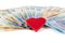 Red heart with Euro. euro banknotes. love and money