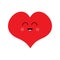 Red heart face funny head. Cute cartoon kawaii smiling character. Eyes, mouth, blush cheek. Happy Valentines day sign symbol. Flat