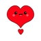 Red heart face head. Exclamation point. Cute cartoon kawaii funny smiling character. Eyes, mouth, tongue, blush cheek. Happy Valen